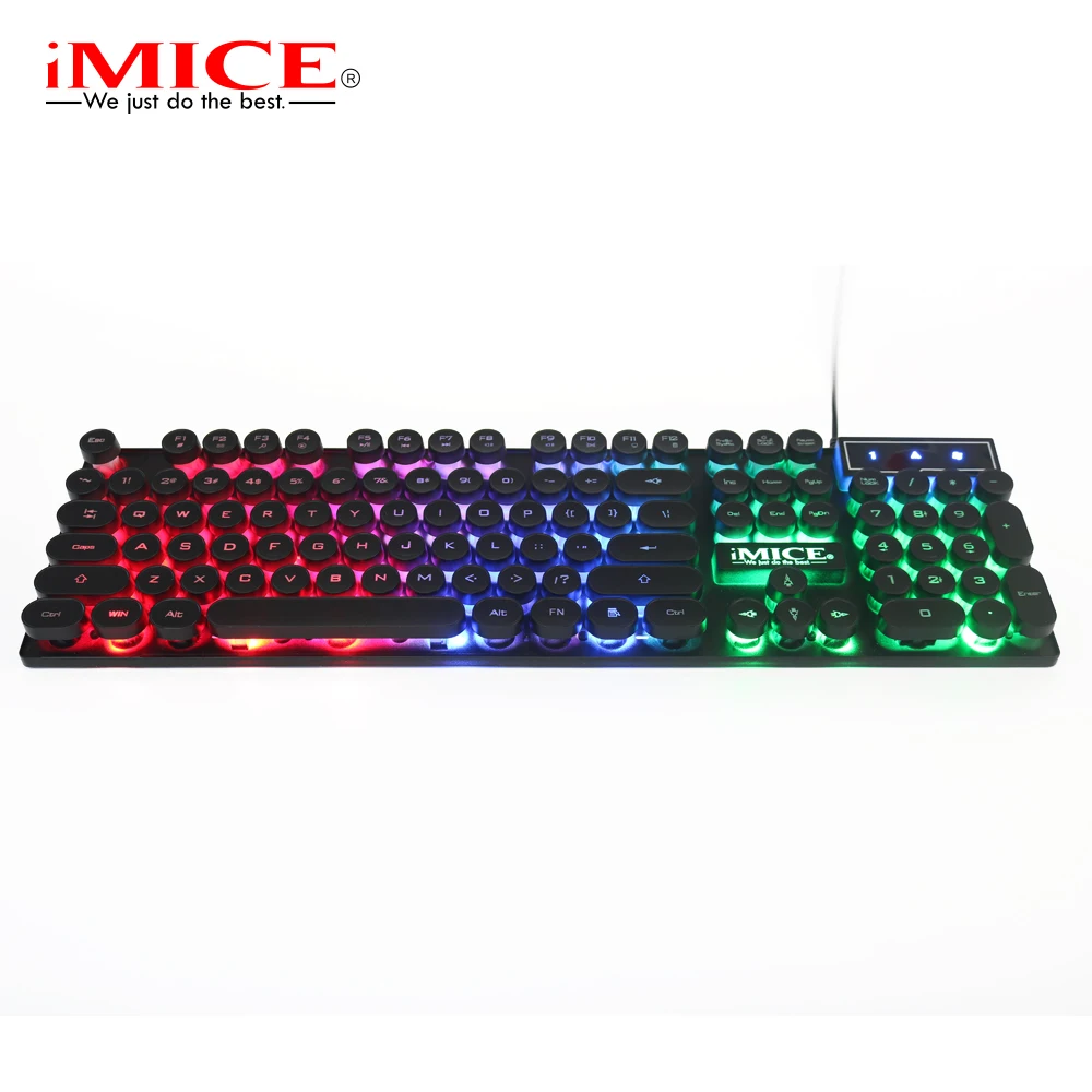 imice ak800 wired usb keyboard round punk keycaps gaming keyboard mechanical felling keyboard for e sport notebook desktop pc free global shipping