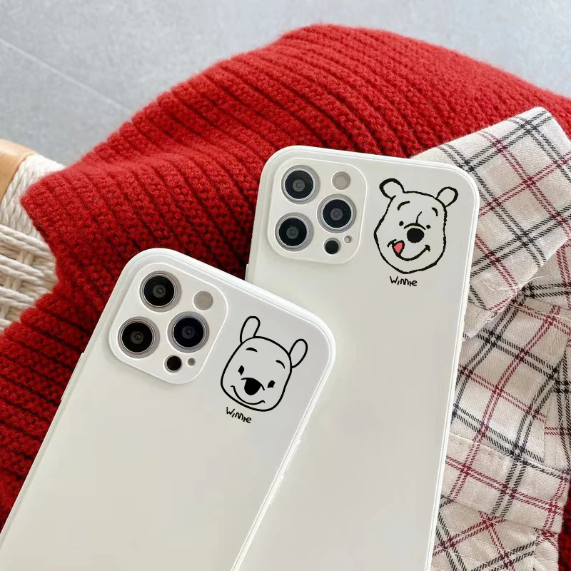 

Cute Cartoon bear Phone Case For iPhone 12MINI 7 8 Plus X XR 11 12 13 Pro 13MINI XS Max Soft Liquid silicon Shockproof Capa off