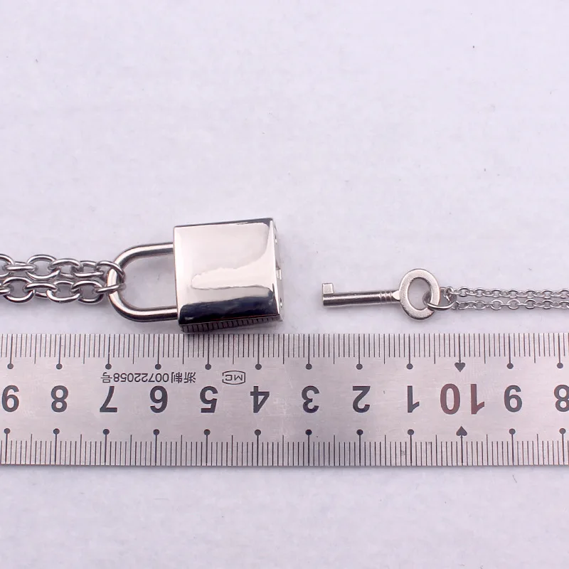 _ Двухслойная цепочка из нержавеющей стали в стиле панк с подвеской замком