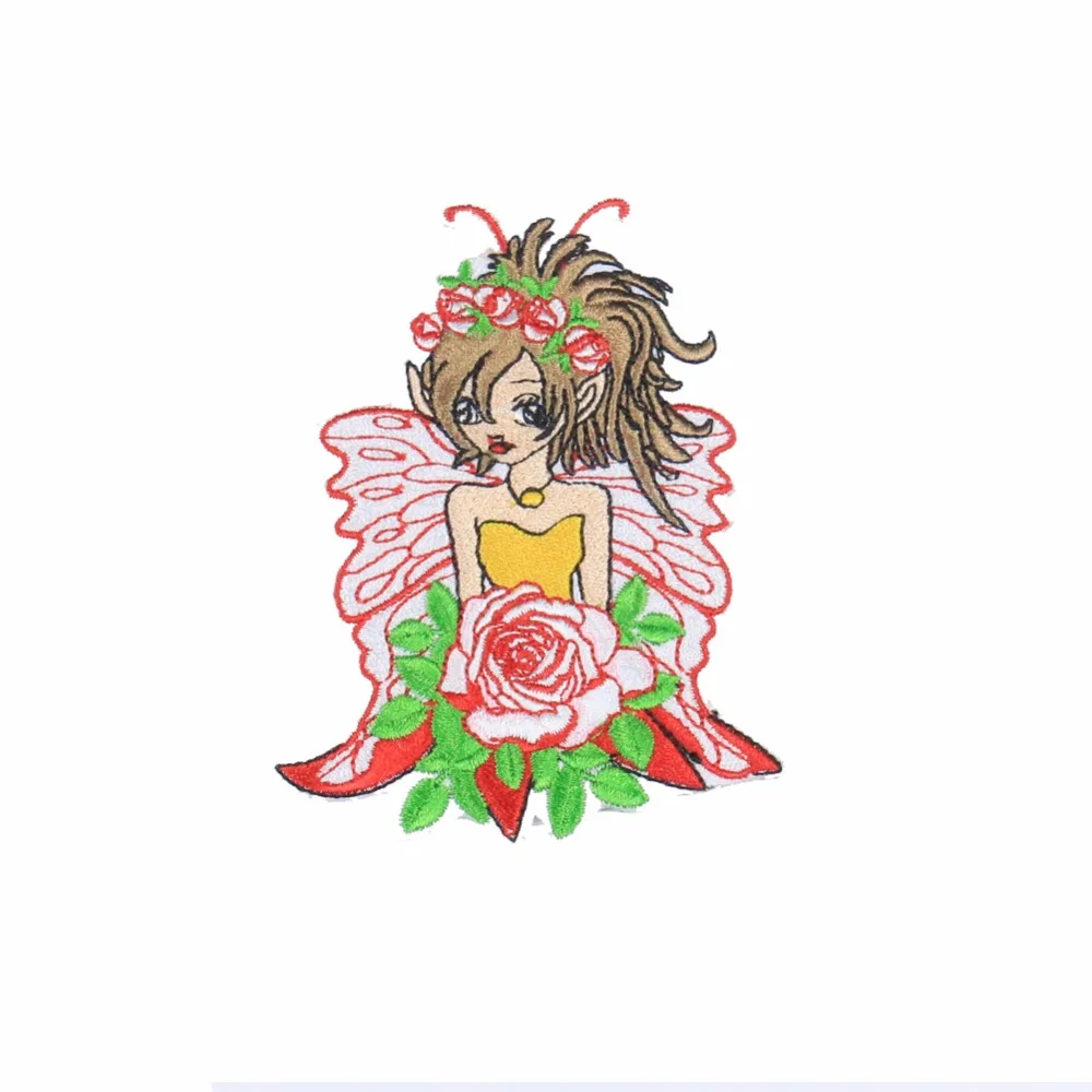 1 предмет Цветочная феи роза мультяшная тема вышивка нашивка железная аппликация