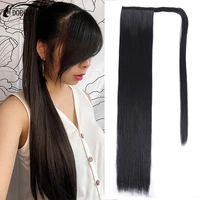 ins facing synthetic long ponytail extensions straight soft hair wrap around hair extensions 26 inch smooth and lighten hair