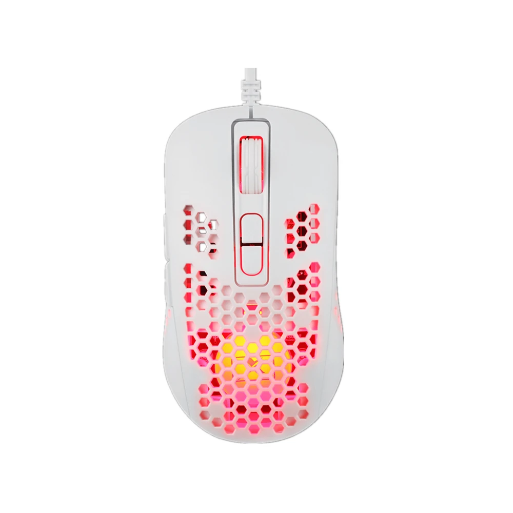 

383 Gaming Mouse Lightweight Hollow Honeycomb Hole RGB Backlight USB Wired Optical Mice for Computer Black White Pink