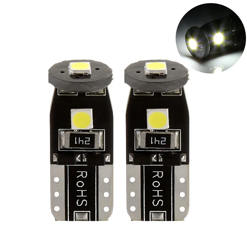 

2PCS T10 W5W 168 194 3030 3SMD LED Canbus no error 12V White for Auto Instrument Lamp Dome Reading License Plate Lights