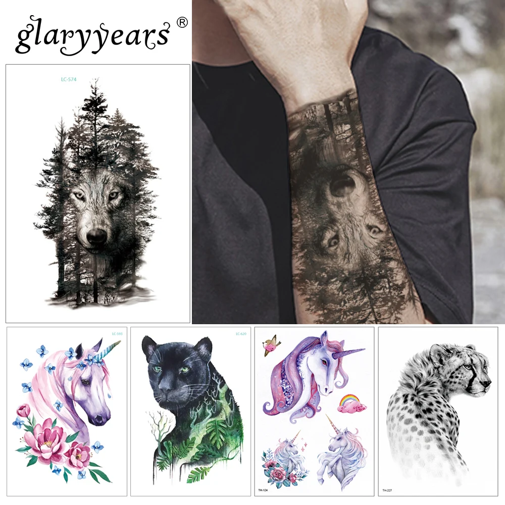 Временная тату наклейка glaryyears 15*21 см горячая поддельная татуировка животные и
