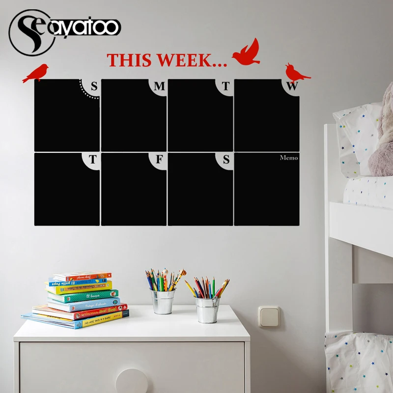 На этой неделе доска календарь стираемая виниловая наклейка на стену Наклейка