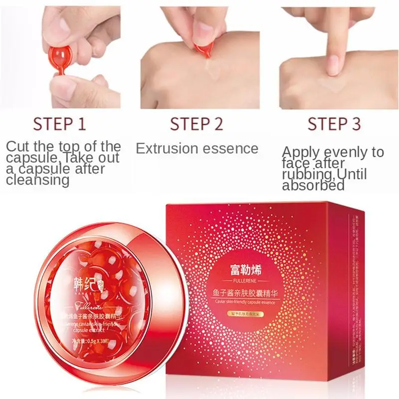 38 шт/бутылка фуллерен Икра капсулы эссенция для лица с гиалуроновой кислотой