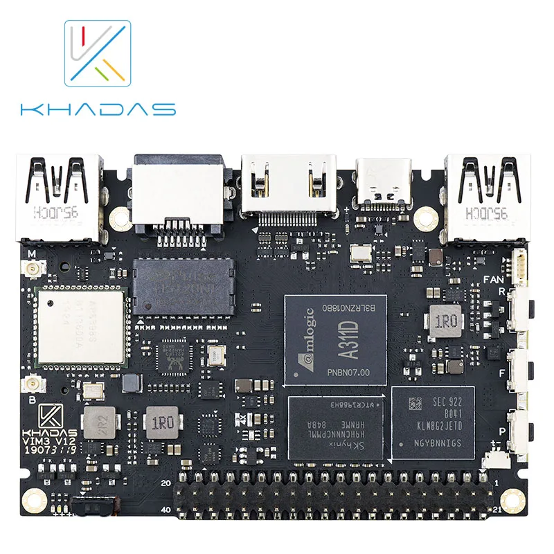 Khadas VIM3 SBC: 12nm Amlogic A311D Soc With 5.0 TOPS NPU|2GB + 16GB(Basic Model)Support Linux Ubuntu Debian Android Free Case |