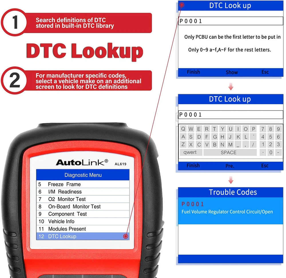 Autel AutoLink AL619 OBD2 сканер ABS SRS Инструмент для сканирования подушек безопасности