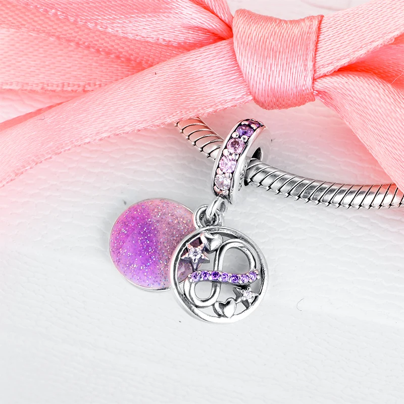 

Glittering Infinity Hearts & Stars Dangle Fits Original Charms Silver Bracelets For Woman DIY Beads kralen voor sieraden maken