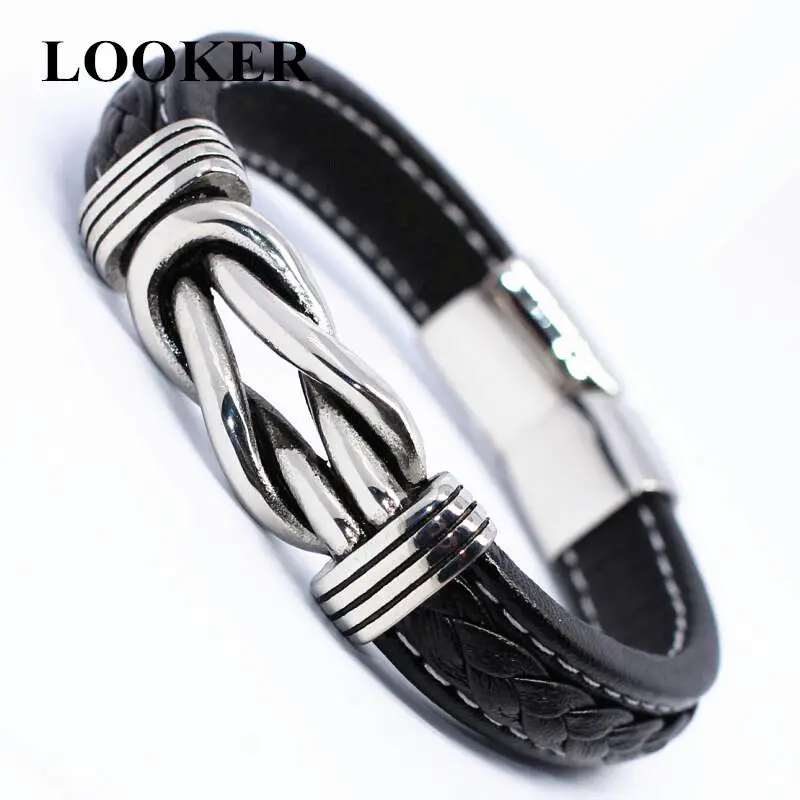 LOOKER уникальные мужские браслеты из натуральной кожи в форме узла с белой