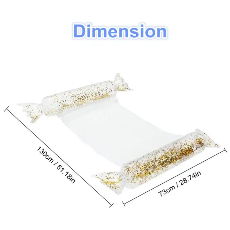 

Inflatable Floating Row With Net Backrest Floating Bed Sequins Swimming Pool Water Hammoon Foldable Adult Summer Water Fun Toys