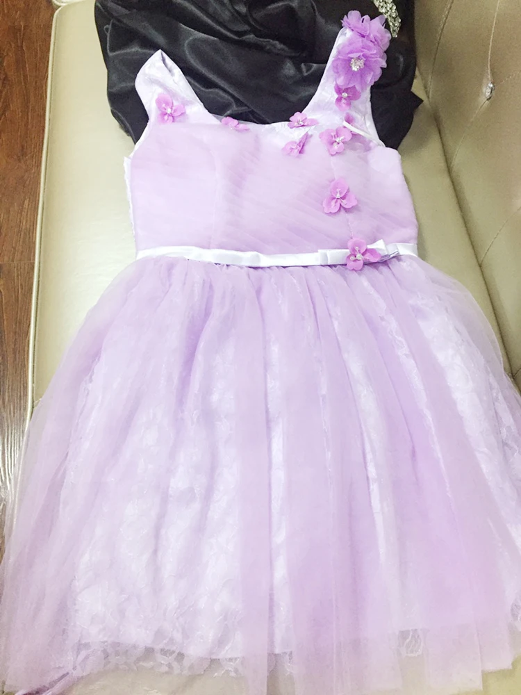 Недорогое Лавандовое Сиреневое платье для подружки невесты 16 фатиновое с