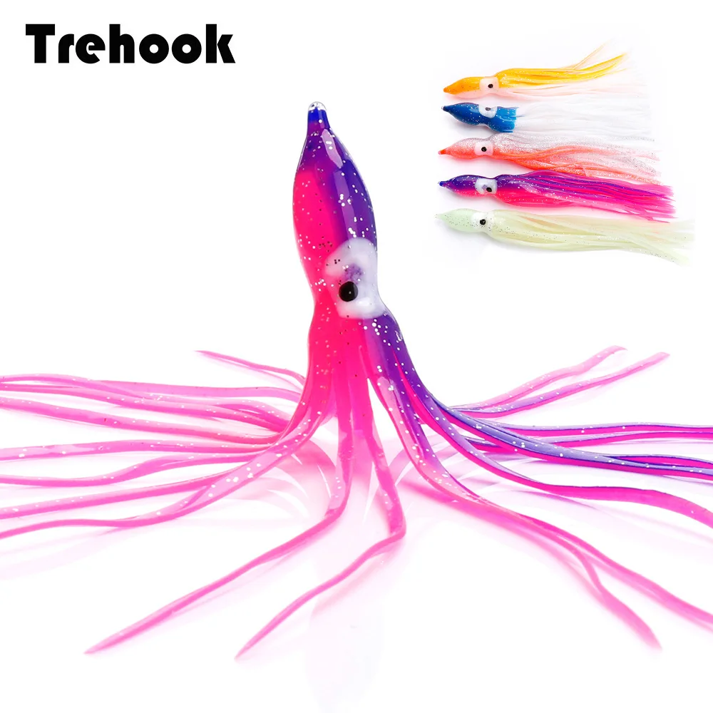 TREHOOK 5 шт./лот 15 см светящиеся юбки для кальмаров Мягкая приманка большой осьминог