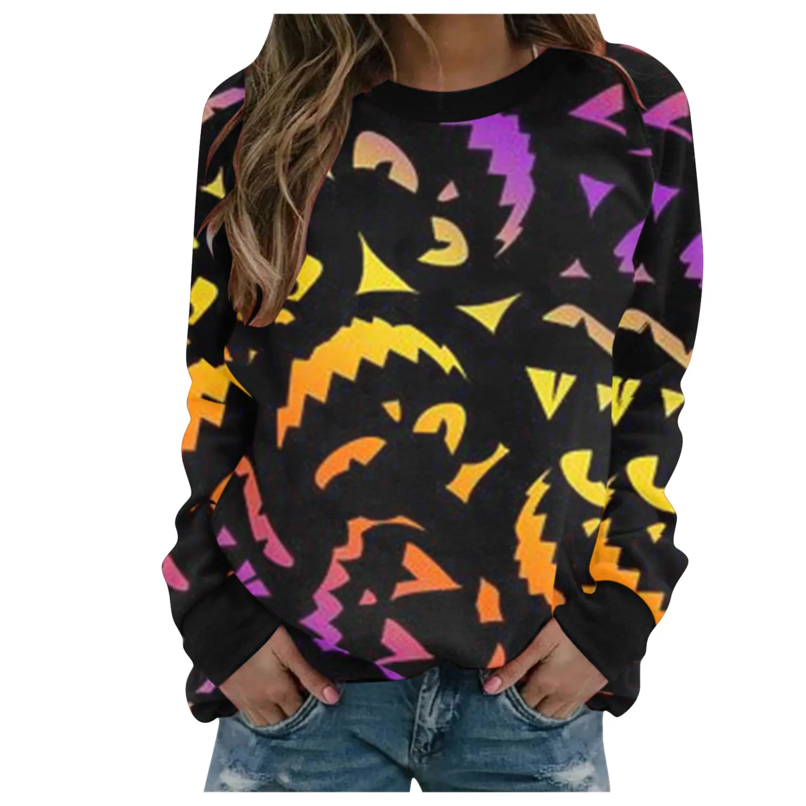 

TMALE Women's Halloween Print Long-sleeved Sweatshirt Casual Blouse Pullover Tops Blusas Mujer De Moda Блузка Женская #04