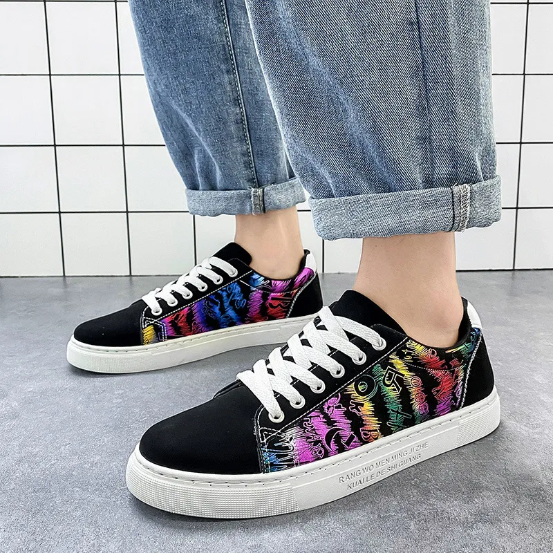 

Dazzling Color Personality Canvas Shoes for Male Student Summer New Unisex Casual Shoes Anti-slip Rubber Soles Loafers Shoes