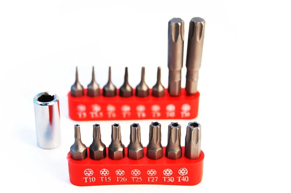 16 шт. Звезда Torx Гнездо Набор бит с 1/4 &quotпривод немного адаптер инструментов для