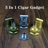 multi function portable cigar holder cigar punch cutter gadget pocket metal hole cut cigar drill cigar draw enhancer needle tool