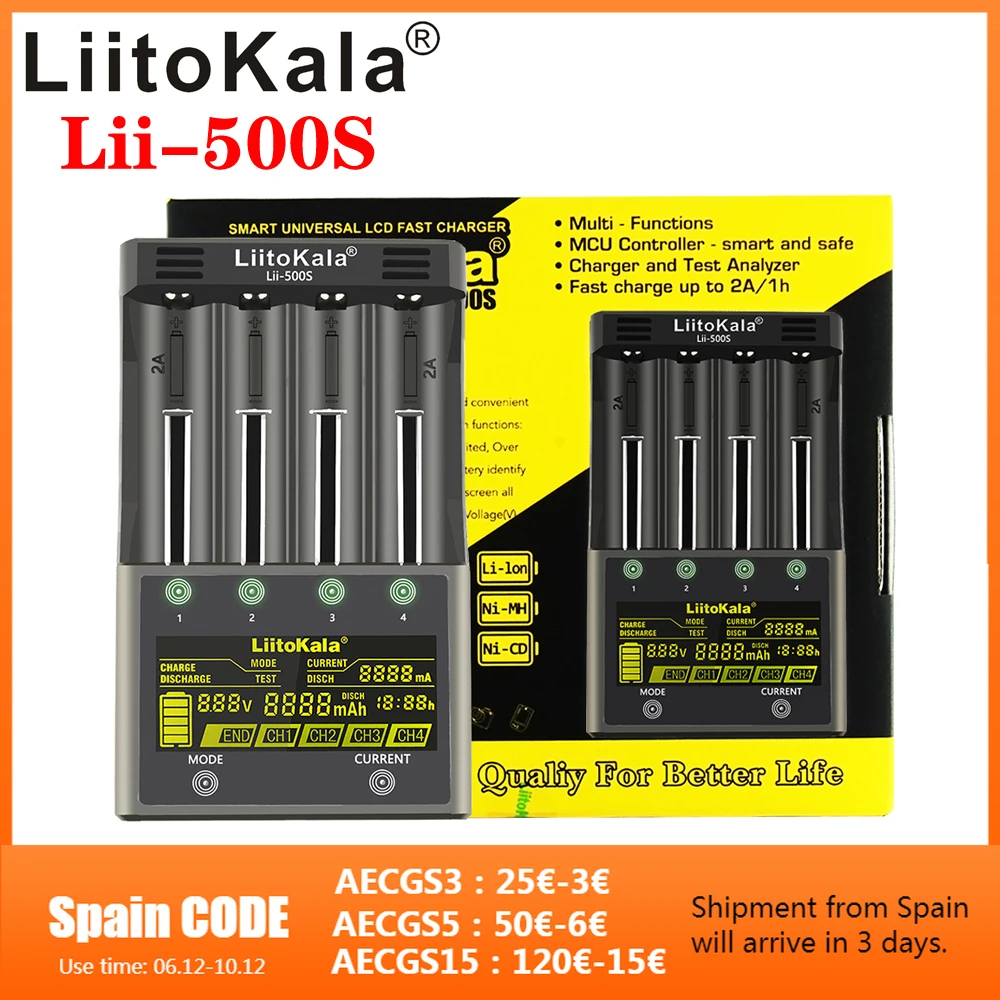 

LiitoKala Lii-500S battery charger 18650 Charger For 18650 26650 21700 AA AAA batteries Test the battery capacity Touch control