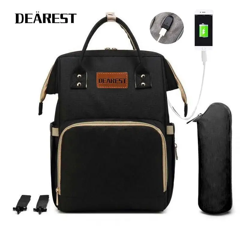 

Dearest USB Mummy Bag 2021 New Backpack Fashion Shoulder Bag Large Capacity Portable Nursing Child Bag Women's Light