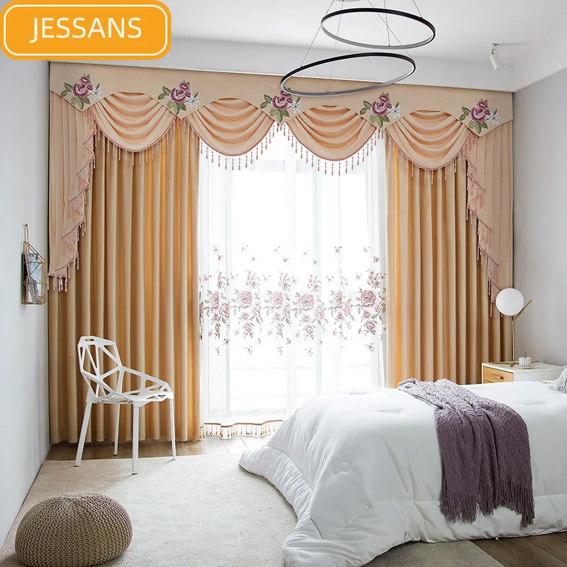 

American High-end Dutch Velvet Embroidery Blackout Curtains for Bedroom and Living Room Customized Products