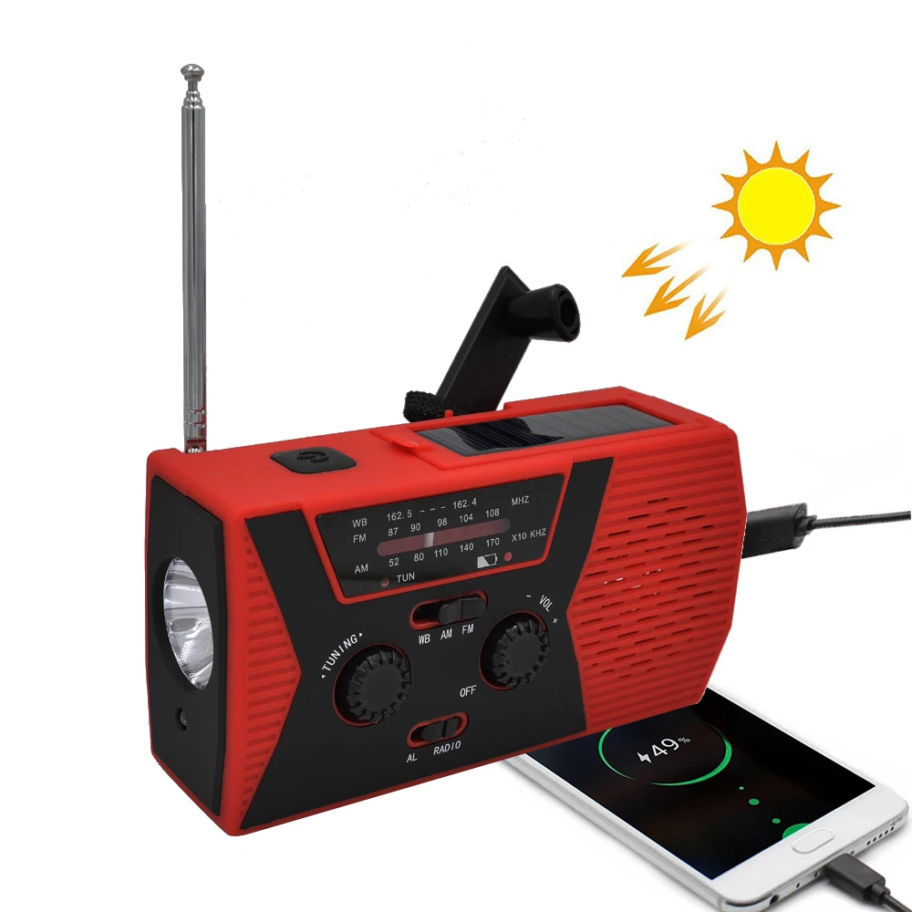 Светодиодный фонарик SOS Солнечная рукоятка Динамо мощность ed AM/FM прожектор лампа