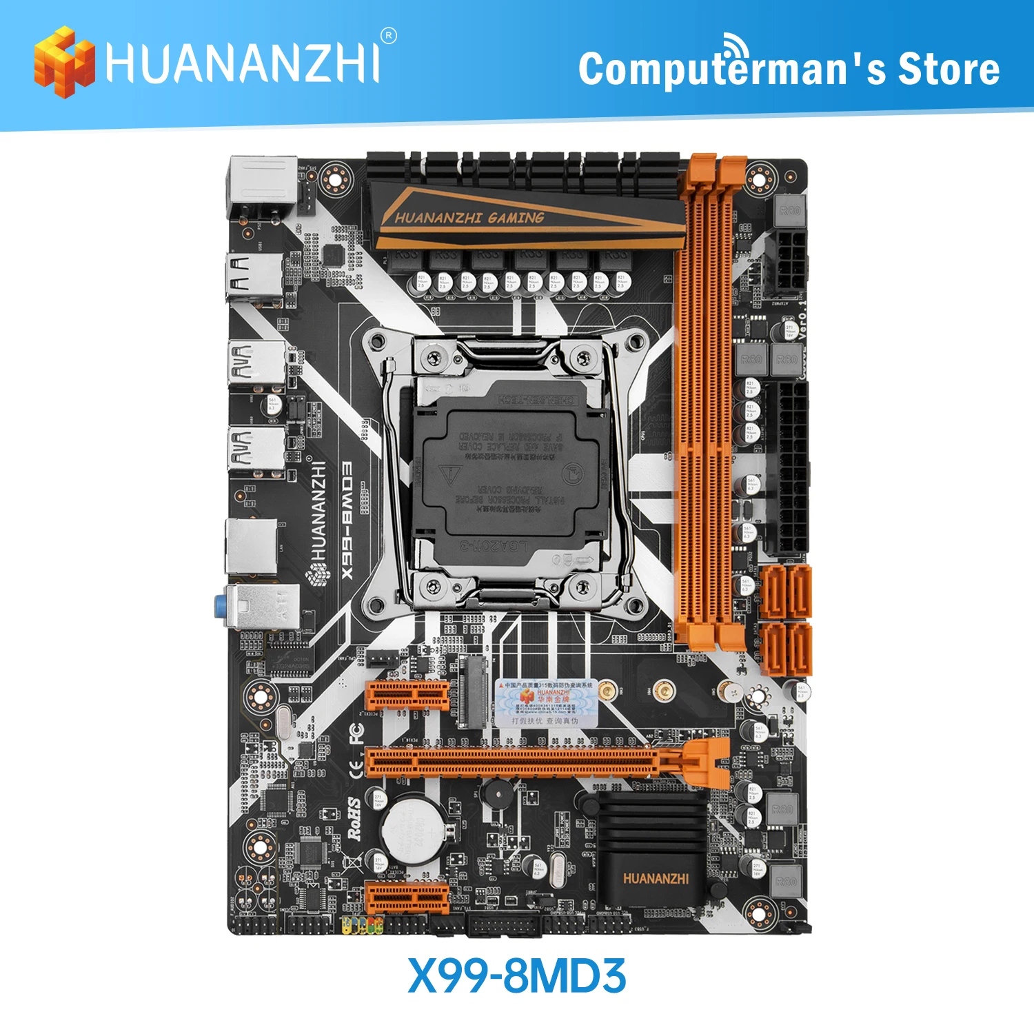 HUANANZHI-placa base X99 8M D3 X99, Intel XEON E5, LGA2011-3, todas las Series, DDR3, RECC, memoria de NON-ECC, NVME, USB, SATA, estación de trabajo para servidor