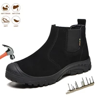 men boots safety shoes fashion mens work steel toe caps male indestructible work boots lightweight chelsea boots