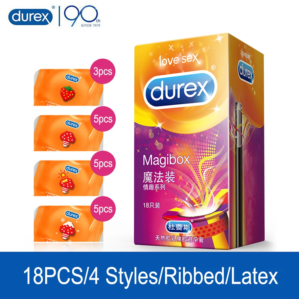 Презервативы Durex Magicbox 18 шт. 4 стиля с ребристыми краями 52 5 мм 56 презервативы из
