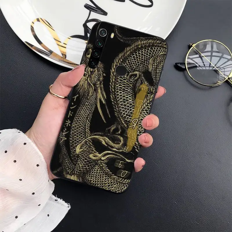 

Texture black dragon cool Phone Case For Xiaomi Redmi 7 8 9t a3Pro 9se k20 mi8 max3 lite 9 note 9s 10 pro silicone Shell Cover