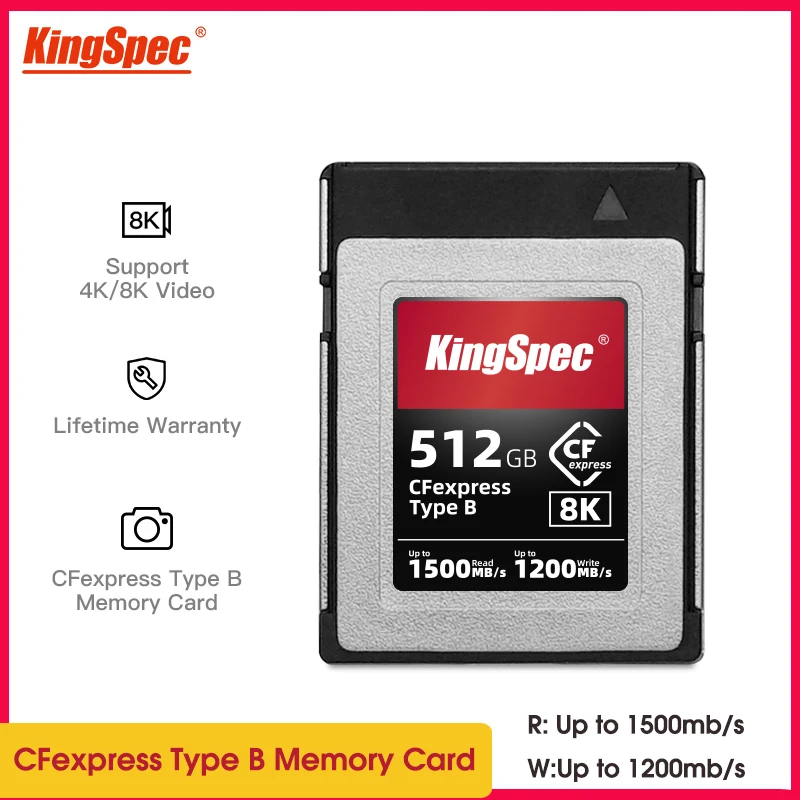 KingSpec Memory Card 256GB 512GB CFexpress High Speed Cfexpress Type B Card Memories Card Digital Camera Raw 4K 8K Video
