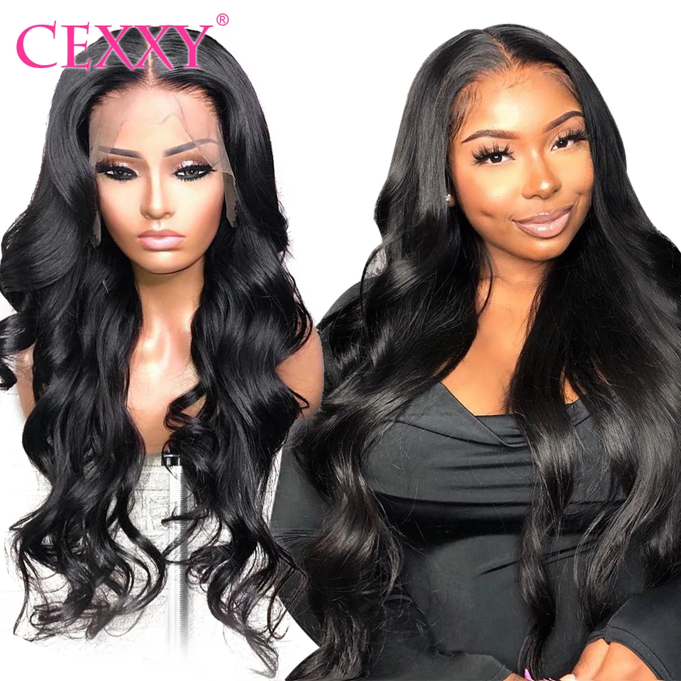 CEXXY перуанские объемные волнистые кружевные передние человеческие волосы парики