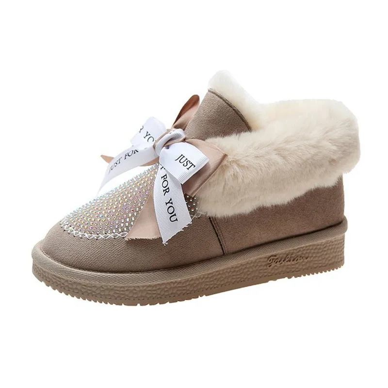 Зимние ботинки женские зимние плюшевые ботильоны хлопковые теплые меховые на