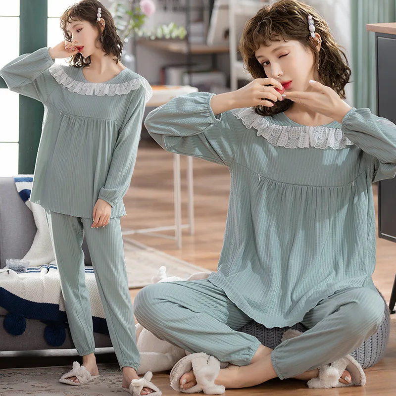 

New spring/summer 2021 Maternity For Pregnant Women In Summer Postpartum Breastfeeding Clothes ultra-thin Cotton Pajamas