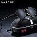 Очки солнцезащитные BARCUR круглые поляризационные для мужчин и женщин, винтажные солнечные очки из алюминиево-магниевого сплава в стиле ретро