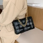 Сумка на плечо женская с металлической цепочкой, мягкая плетеная квадратная сумочка через плечо, модный Индивидуальный клатч