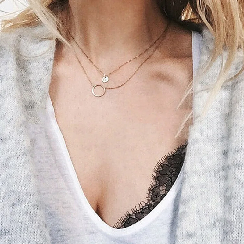 Простое изящное металлическое колье с блестками женское Трендовое уличное