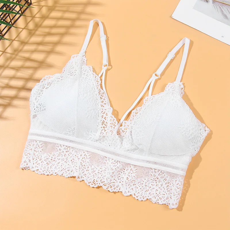 Белый Сексуальное женское нижнее белье tenue femme, тонкий подходящий бюстгальтер, кружевной беспроводной мягкий дышащий бюстгальтер, нижнее белье для девочек, бюстгальтеры для женщин B0153 - Цвет: Белый