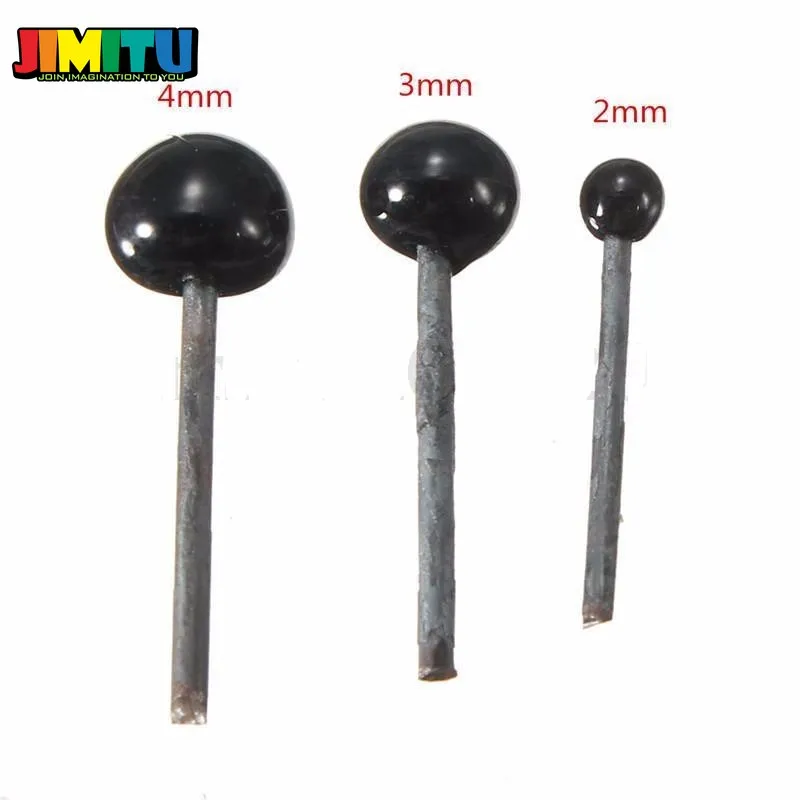 JIMITU 100 шт./компл. черный 2 мм/3 мм/4 мм Стекло глаза иглы для валяния Плюшевые мишки, куклы поделки в виде животных для мягкого плюша; аксессуары для куклы