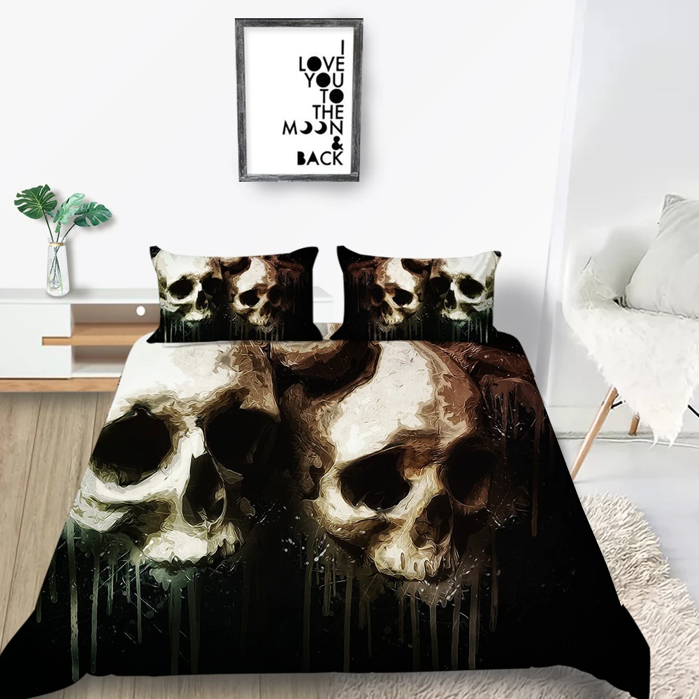 Комплект постельного белья с изображением черепа модный креативный страшный