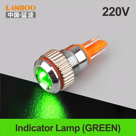 8mm-Green(220V) LANBOO 8 мм IP68 водонепроницаемый точечный светильник красный зеленый желтый Буле 12 В 24 в 110 В 250 В светодиодная металлическая контрольная лампа световой индикатор - Цвет: 8mm-Green(220V)