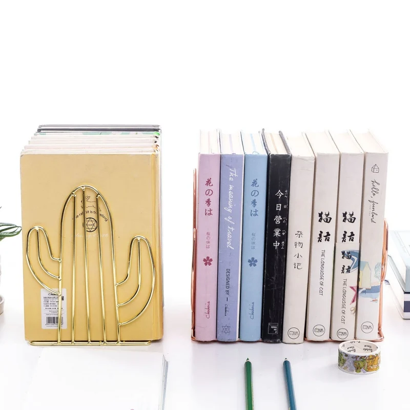 Подставка держатель для книг металлический С КАКТУСОМ цвет в