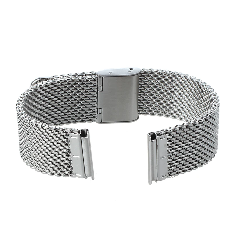 

18mm Unisex Mesh Steel Watch Band Strap Bracelet Safety Buckle Silver Hot