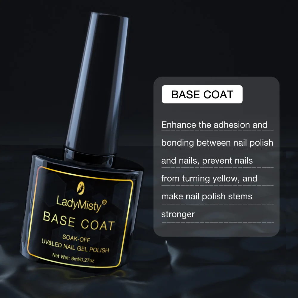 Базовое покрытие LadyMisty 8 мл гель для быстрой сушки лак ногтей удаляемый