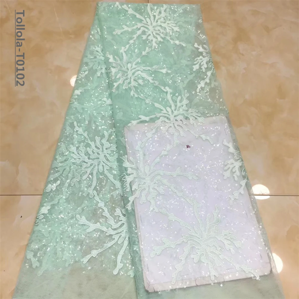 2019 high quality French Nigerian sequins net lace African tulle mesh sequence fabric for party dress 5yards/lot Royal Blue | Дом и сад