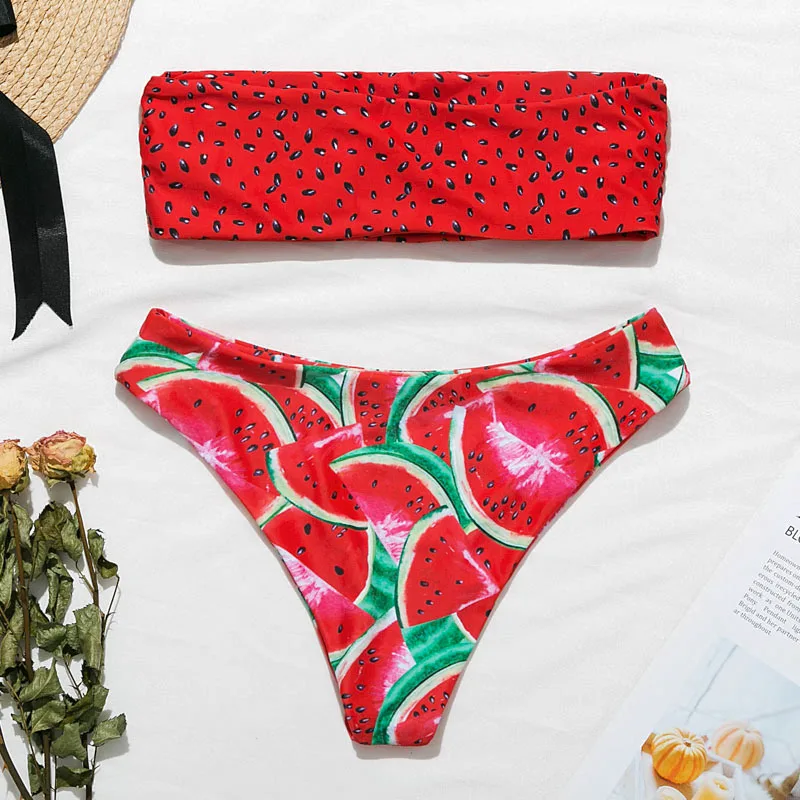 In-X Watermelon swimsuit female Sexy knot bikinis mujer Push up swimwear women bathers Summer beach wear bathing suit new