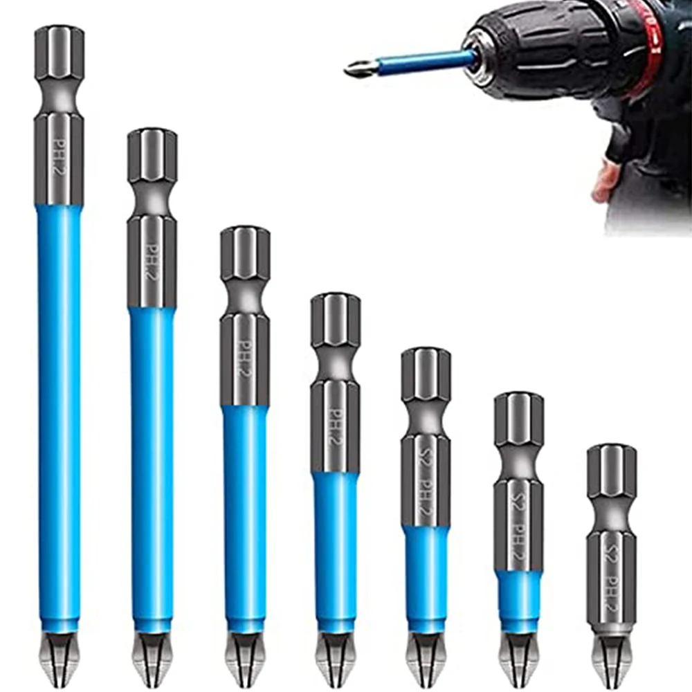 

Magnetic Anti-Slip Drill Bit 7Pcs Magnetic PH2 Phillips Bits Set Hand Tools Screwdriver Drill Bit 25mm-150mm DO