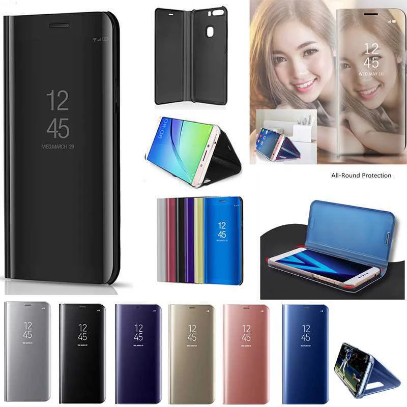 Зеркальные смарт чехлы с откидной крышкой для Huawei Y6/Y6 Pro 2019 защитный чехол на