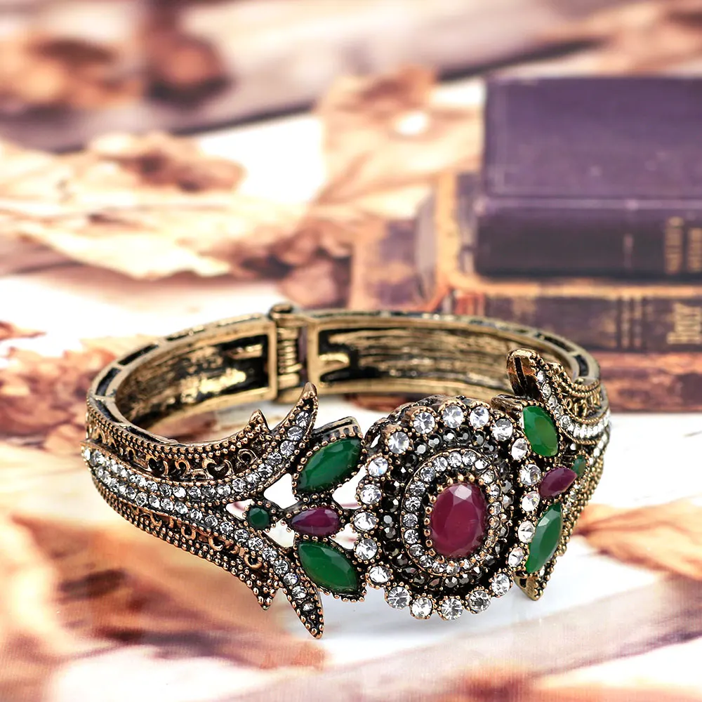 Sunspicems винтажный турецкий браслет манжета для женщин Смола Стразы ювелирные