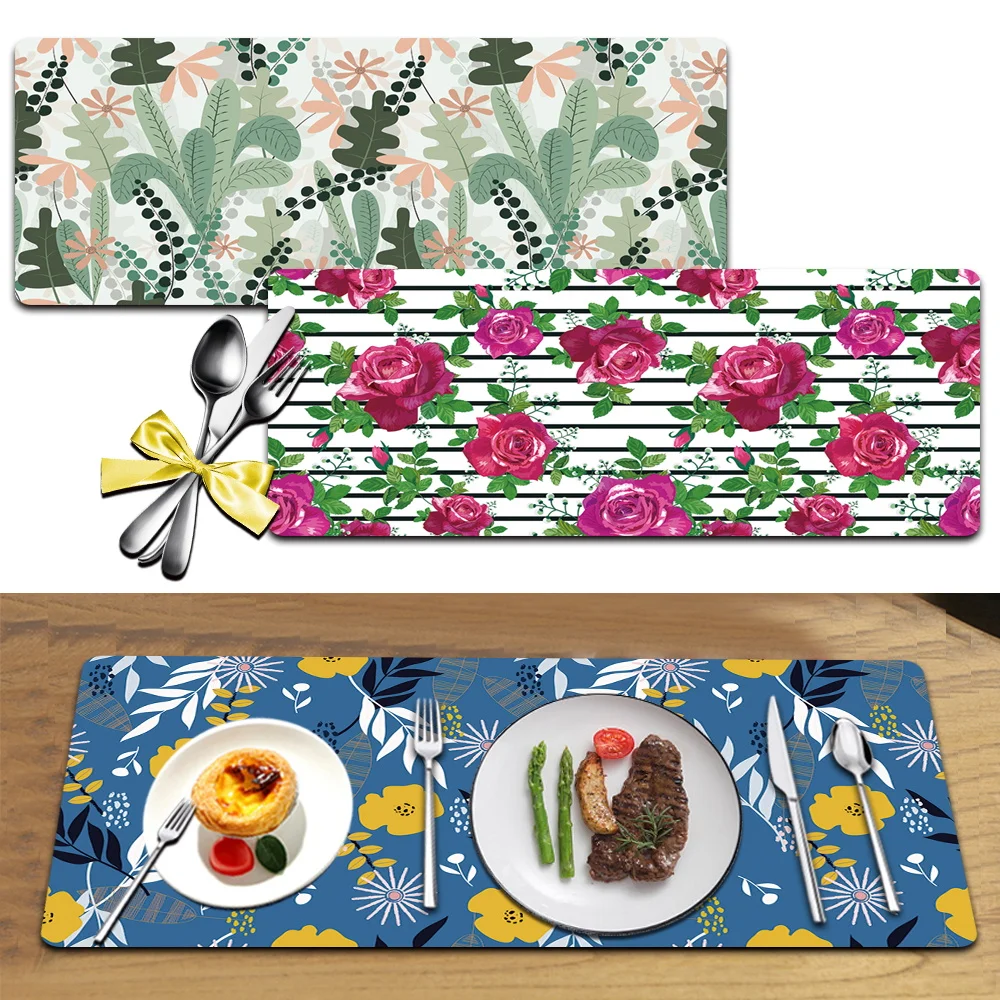 Kitchen Placemat Coaster 30x80cm Fresh Flower Table Mat Western Food Coffee Home Special | Дом и сад