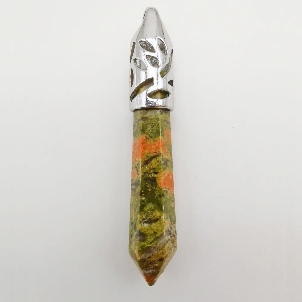 Натуральный камень унакита эпидота 9x60 мм, бусина, драгоценный камень, подвеска, ювелирные изделия, маятник S194